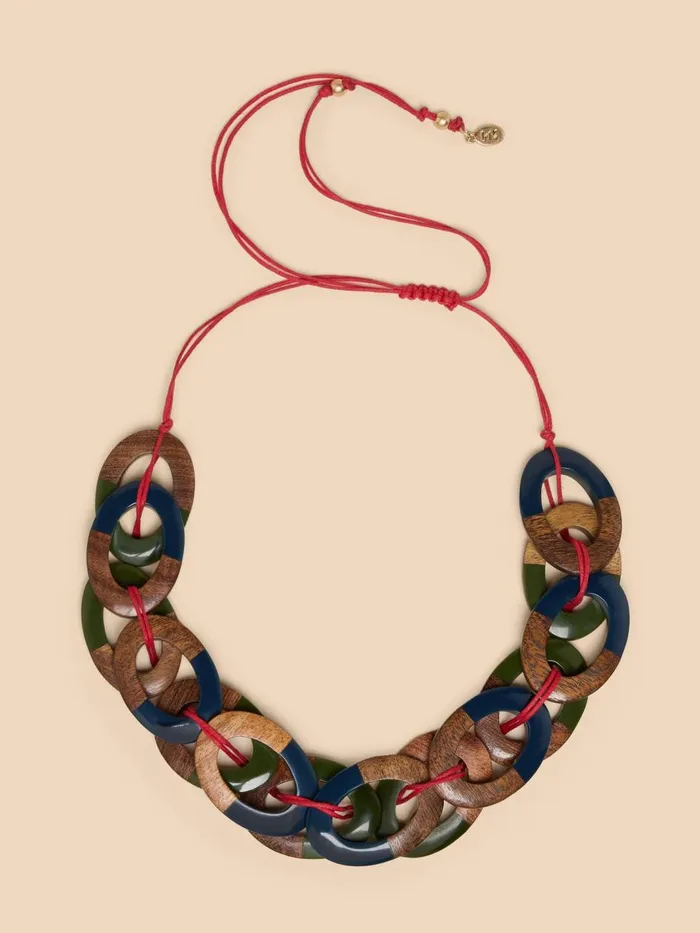 Women NECKLACES White Stuff Thea Wood Resin Link Necklace Green Multi Women NECKLACES White Stuff Thea Wood Resin Link Necklace Green Multi