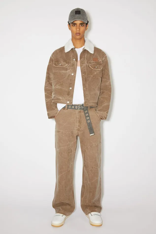Women Patch Canvas Trousers Toffee Brown Acne Studios Trousers