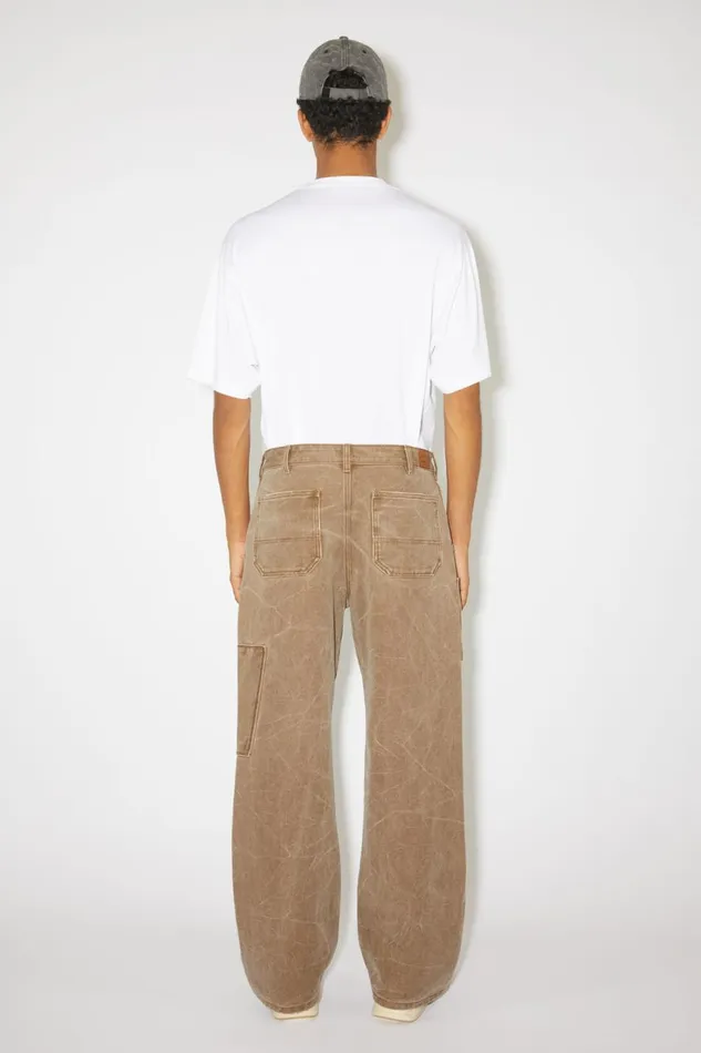 Women Patch Canvas Trousers Toffee Brown Acne Studios Trousers