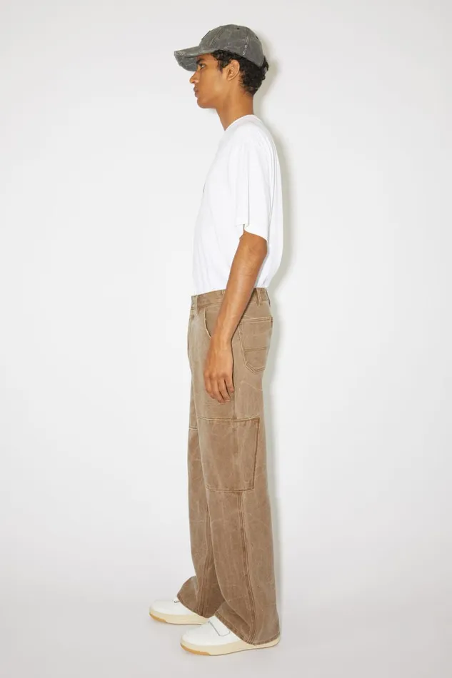 Women Patch Canvas Trousers Toffee Brown Acne Studios Trousers