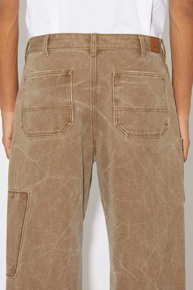 Women Patch Canvas Trousers Toffee Brown Acne Studios Trousers