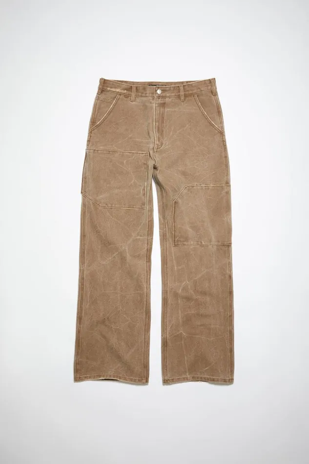 Women Patch Canvas Trousers Toffee Brown Acne Studios Trousers