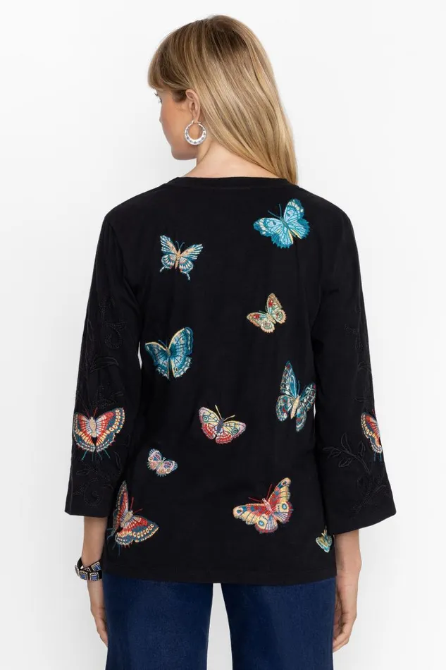 Women Petites Johnny Was KIMONO SLEEVE TEE Black Women Petites Johnny Was KIMONO SLEEVE TEE Black