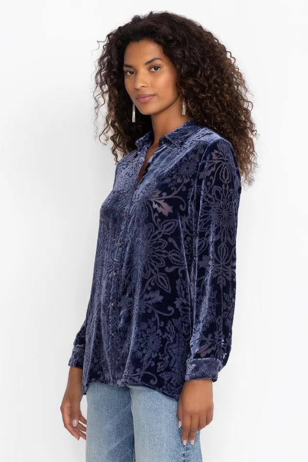 Women Petites Johnny Was MISTY LONG SLEEVE BUTTON DOWN SHIRT Sapphire Blue Women Petites Johnny Was MISTY LONG SLEEVE BUTTON DOWN SHIRT Sapphire Blue