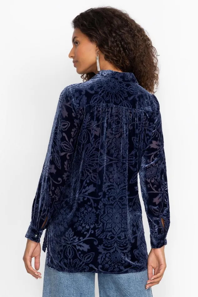 Women Petites Johnny Was MISTY LONG SLEEVE BUTTON DOWN SHIRT Sapphire Blue Women Petites Johnny Was MISTY LONG SLEEVE BUTTON DOWN SHIRT Sapphire Blue