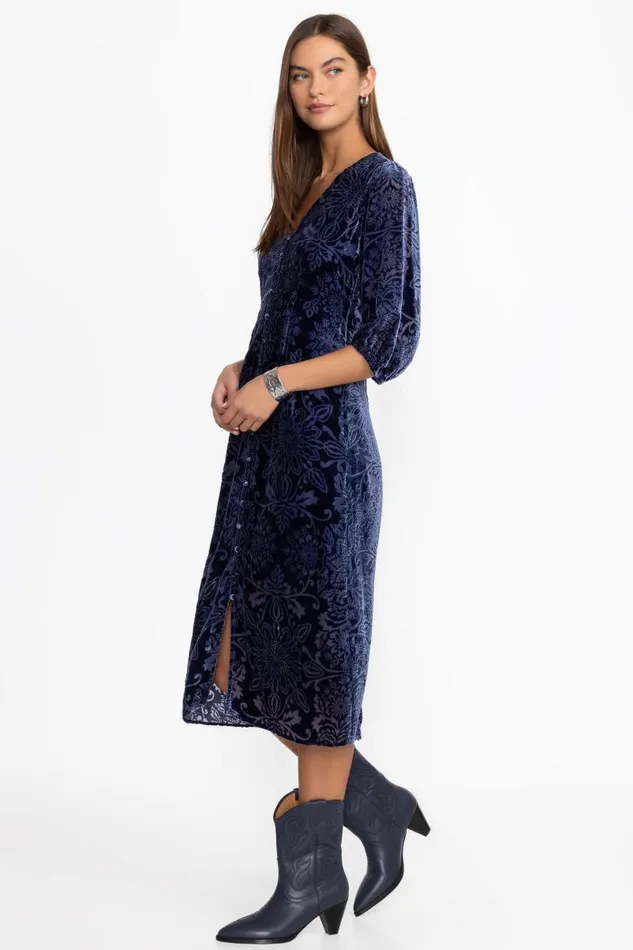 Women Petites Johnny Was RYAN MIDI DRESS Sapphire Blue Women Petites Johnny Was RYAN MIDI DRESS Sapphire Blue