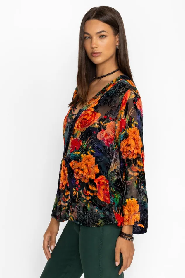 Women Plus Size Johnny Was BOTINA BURNOUT BLOUSE Catalina Blue Burnout Women Plus Size Johnny Was BOTINA BURNOUT BLOUSE Catalina Blue Burnout