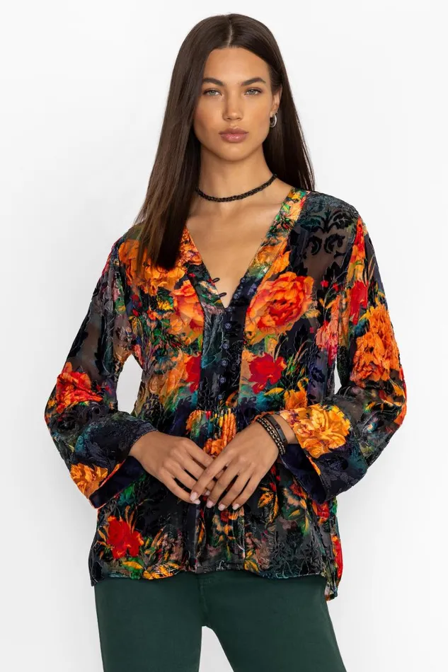Women Plus Size Johnny Was BOTINA BURNOUT BLOUSE Catalina Blue Burnout Women Plus Size Johnny Was BOTINA BURNOUT BLOUSE Catalina Blue Burnout