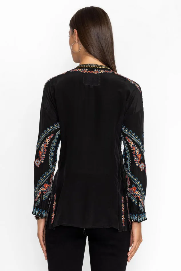 Women Plus Size Johnny Was THE AUDREY MANDARIN TUNIC Black Women Plus Size Johnny Was THE AUDREY MANDARIN TUNIC Black