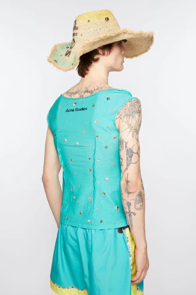 Women Printed Tank Top Emerald Green Acne Studios Tshirts