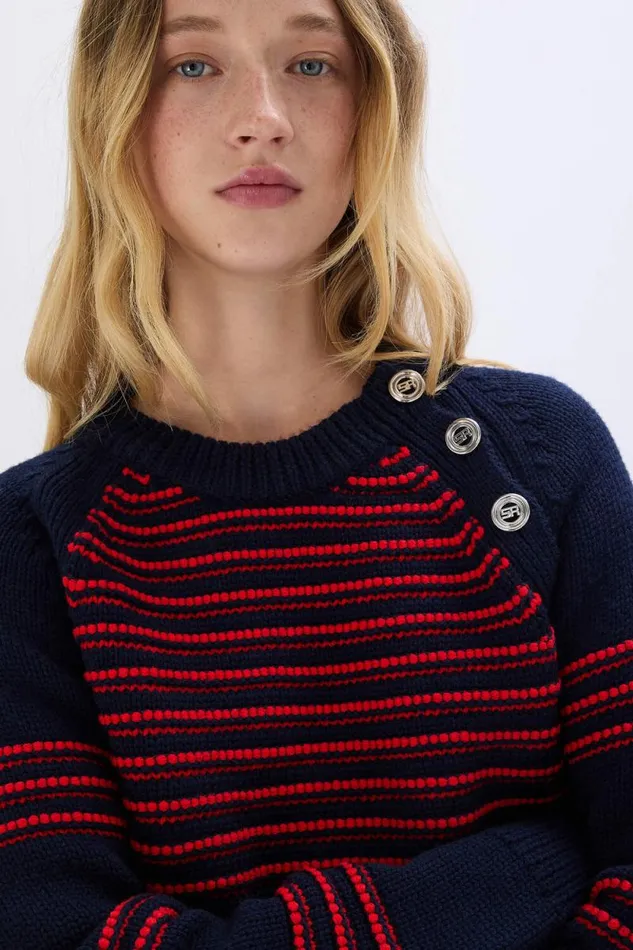 Women Raised Knit Striped Sweater Striped Bluered Multi Sonia Rykiel Sweaters