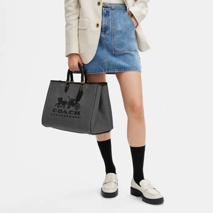 Women Reese Tote Brassblack Coach Totes and Carryalls