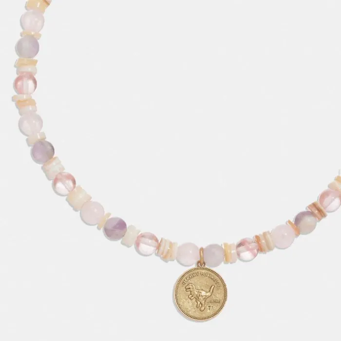 Women Rexy Coin Beaded Choker Necklace Goldpink Multi Coach Jewelry