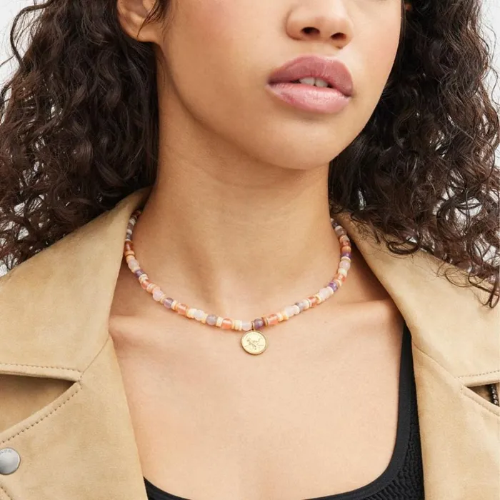 Women Rexy Coin Beaded Choker Necklace Goldpink Multi Coach Jewelry