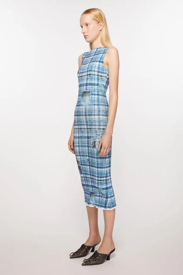 Women Rib Knit Dress Blue Acne Studios Dresses