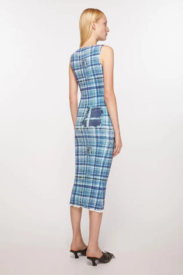 Women Rib Knit Dress Blue Acne Studios Dresses