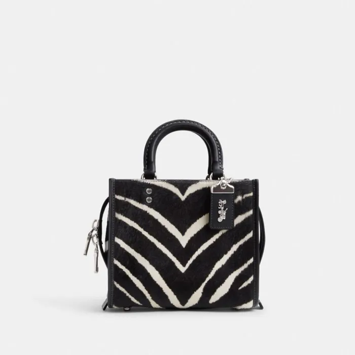 Women Rogue 20 In Haircalf With Zebra Print Silverzebra Coach Satchels and Top Handles