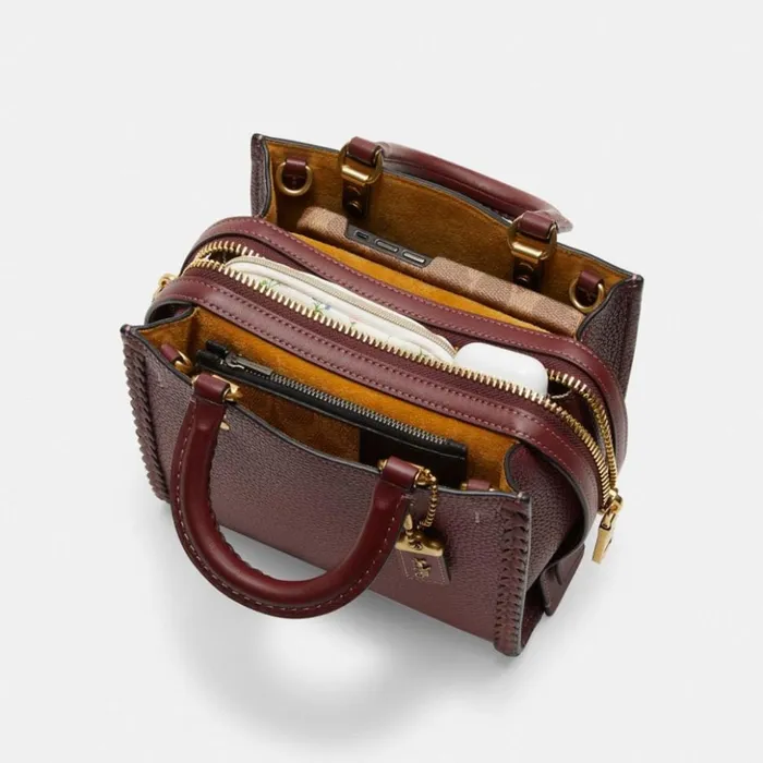 Women Rogue 20 With Braid Brassburnished Amber Coach Satchels and Top Handles