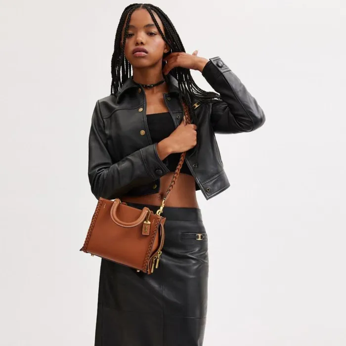 Women Rogue 20 With Braid Brassburnished Amber Coach Satchels and Top Handles