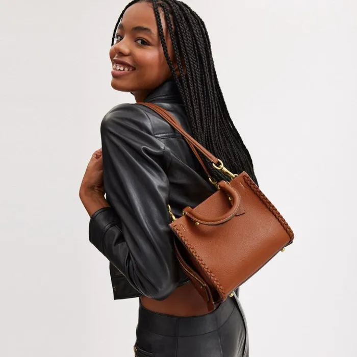 Women Rogue 20 With Braid Brassburnished Amber Coach Satchels and Top Handles