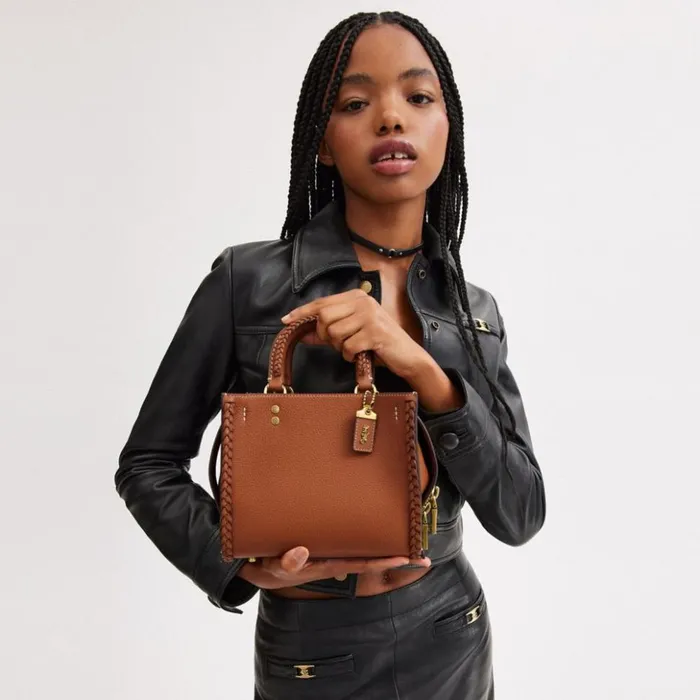 Women Rogue 20 With Braid Brassburnished Amber Coach Satchels and Top Handles