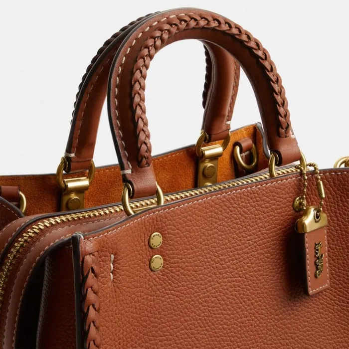 Women Rogue 20 With Braid Brassburnished Amber Coach Satchels and Top Handles