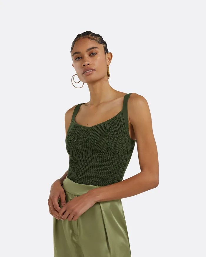 Women Safiyaa Amal Olive Crochet Top Olive Tops