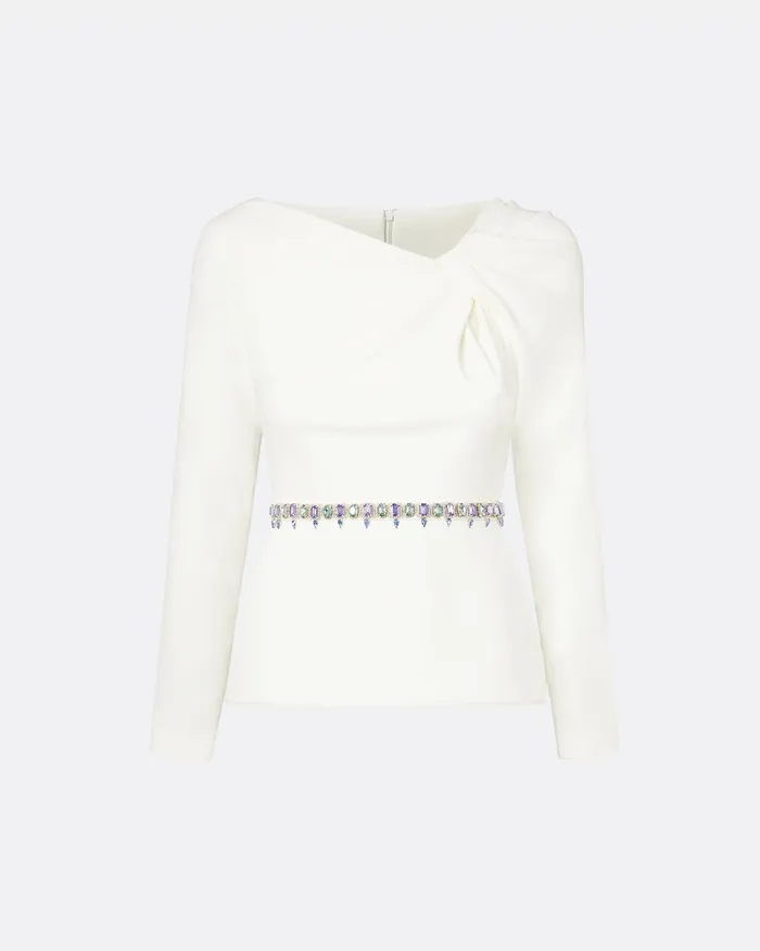 Women Safiyaa Manya Ivory Embroidered Top Ivory Tops
