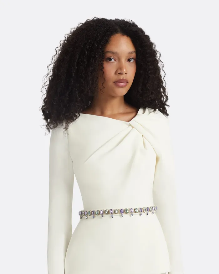 Women Safiyaa Manya Ivory Embroidered Top Ivory Tops