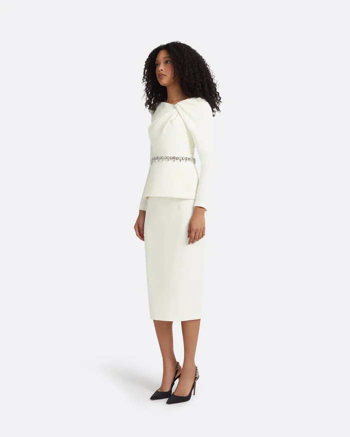 Women Safiyaa Manya Ivory Embroidered Top Ivory Tops