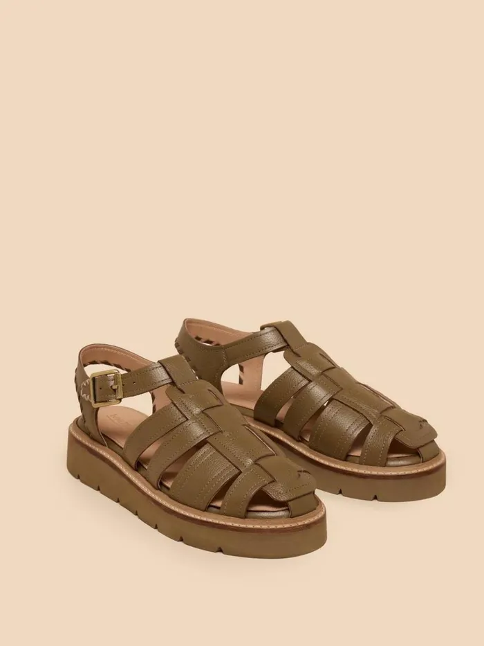 Women SANDALS White Stuff Chunky Fisherman Sandal Khaki Green