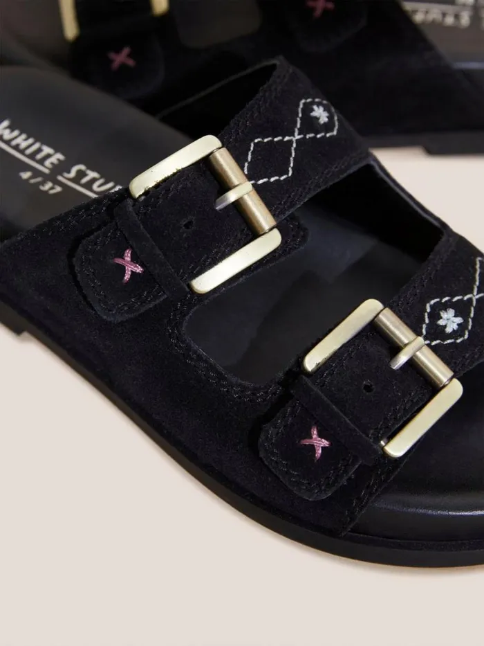 Women SANDALS White Stuff Suede Embroidered Sandals Black Multi Women SANDALS White Stuff Suede Embroidered Sandals Black Multi