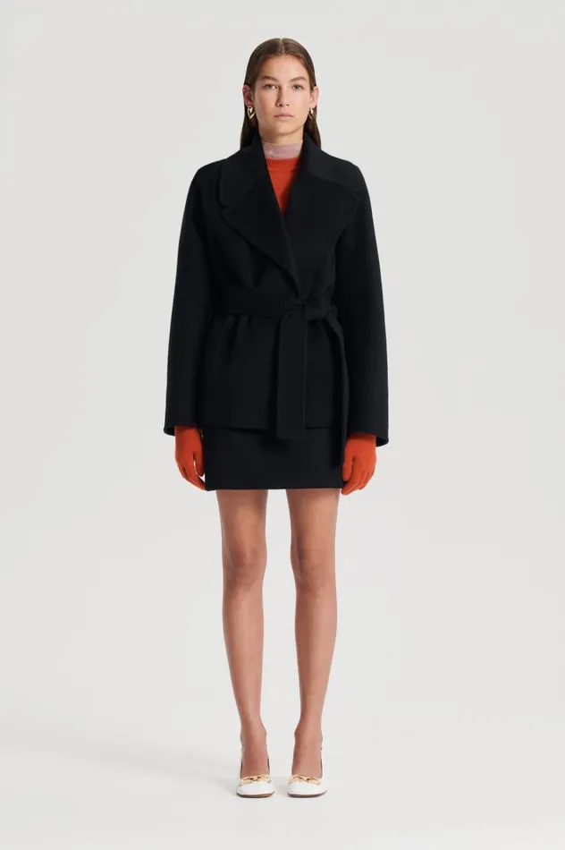 Women Scanlan Theodore Coats COCOON SLEEVE COAT Black
