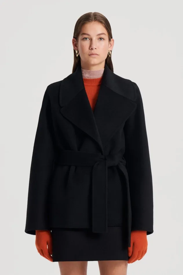 Women Scanlan Theodore Coats COCOON SLEEVE COAT Black Women Scanlan Theodore Coats COCOON SLEEVE COAT Black