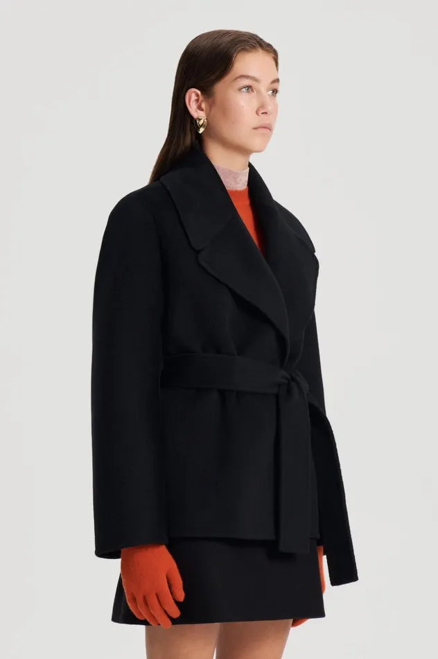 Women Scanlan Theodore Coats COCOON SLEEVE COAT Black Women Scanlan Theodore Coats COCOON SLEEVE COAT Black