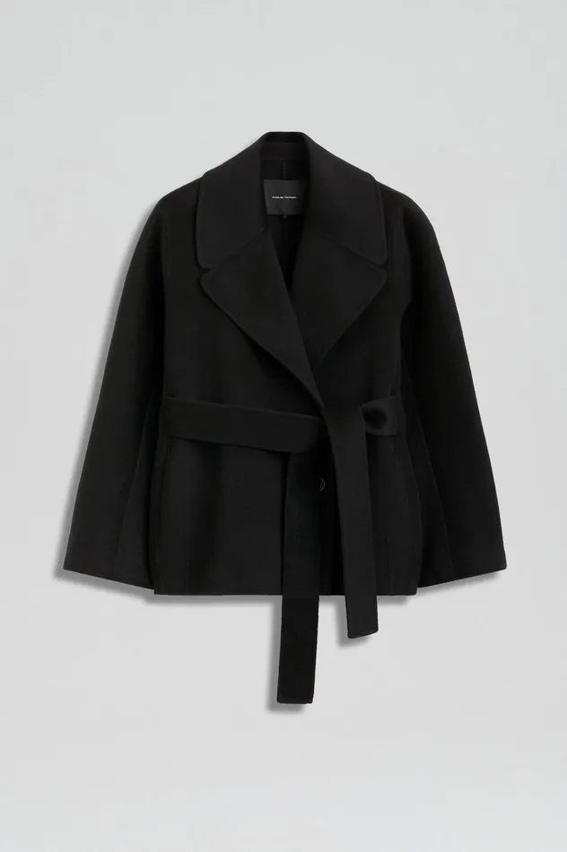 Women Scanlan Theodore Coats COCOON SLEEVE COAT Black Women Scanlan Theodore Coats COCOON SLEEVE COAT Black