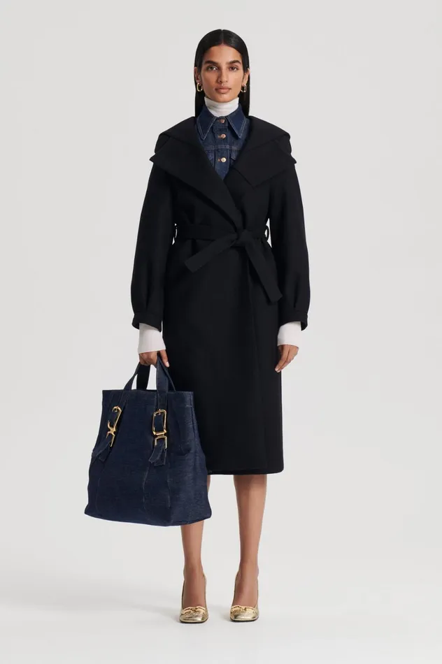 Women Scanlan Theodore Coats HOODED DUFFLE Black