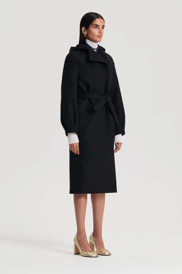 Women Scanlan Theodore Coats HOODED DUFFLE Black Women Scanlan Theodore Coats HOODED DUFFLE Black