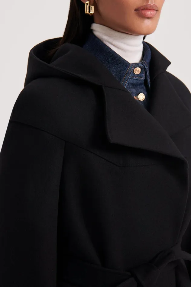 Women Scanlan Theodore Coats HOODED DUFFLE Black Women Scanlan Theodore Coats HOODED DUFFLE Black