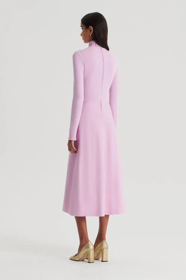 Women Scanlan Theodore Dresses CREPE KNIT DAISY DRESS Mauve Women Scanlan Theodore Dresses CREPE KNIT DAISY DRESS Mauve