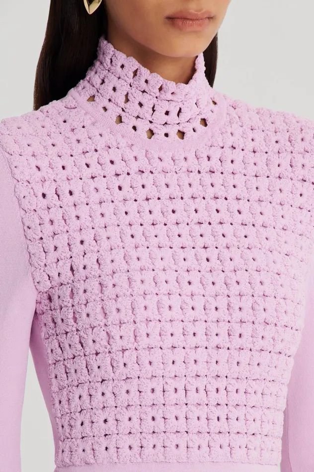 Women Scanlan Theodore Dresses CREPE KNIT DAISY DRESS Mauve Women Scanlan Theodore Dresses CREPE KNIT DAISY DRESS Mauve