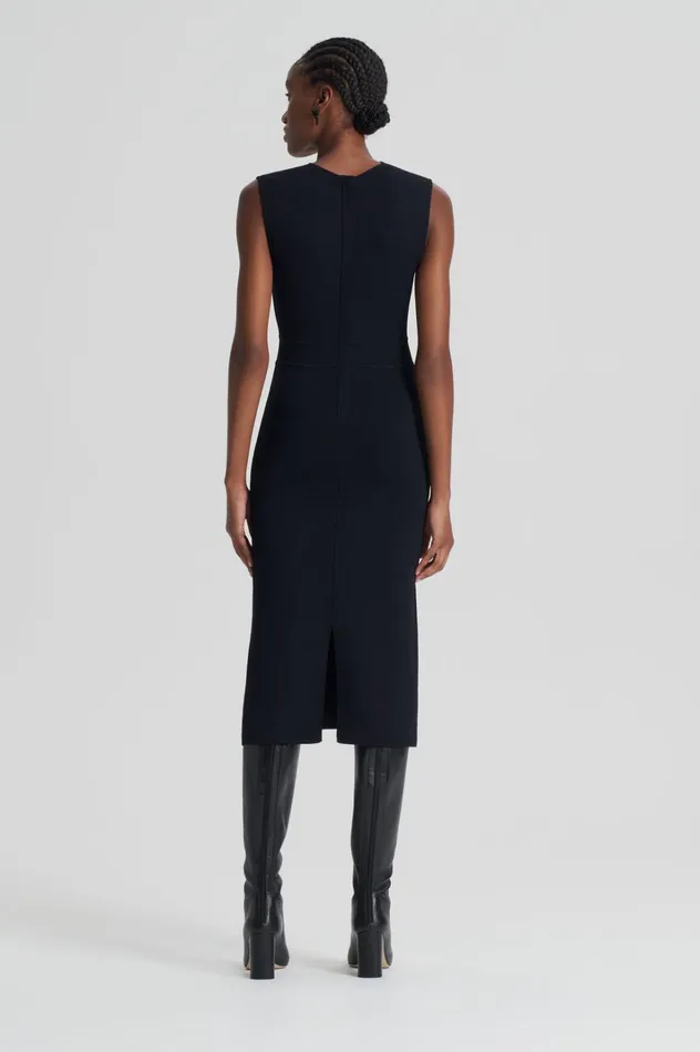 Women Scanlan Theodore Dresses CREPE KNIT SCOOP NECK DRESS Black