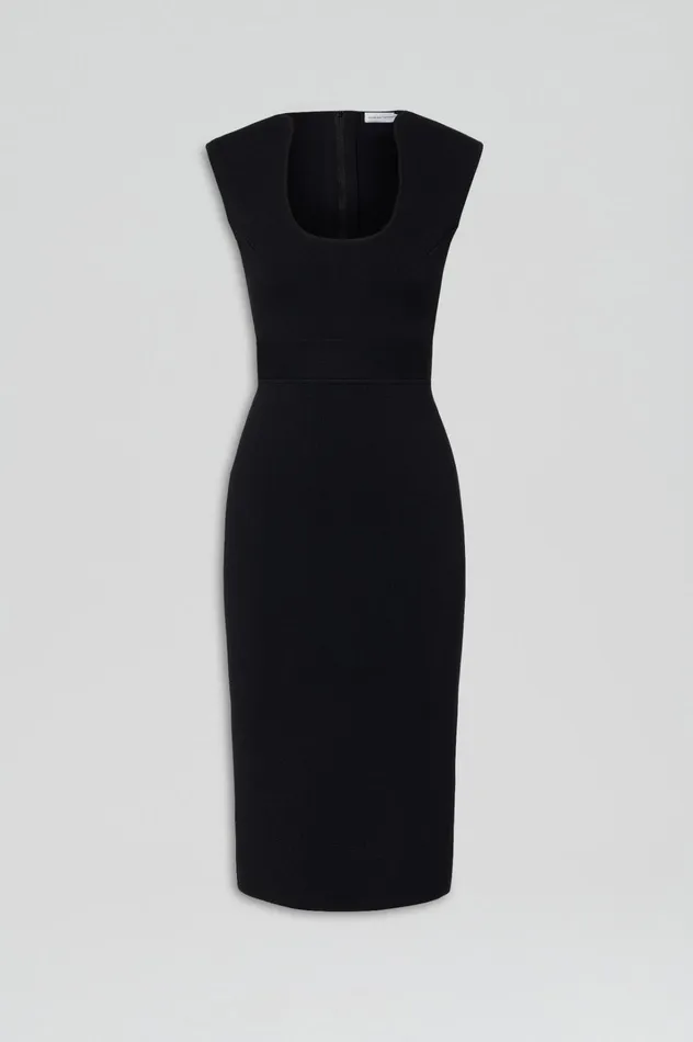 Women Scanlan Theodore Dresses CREPE KNIT SCOOP NECK DRESS Black