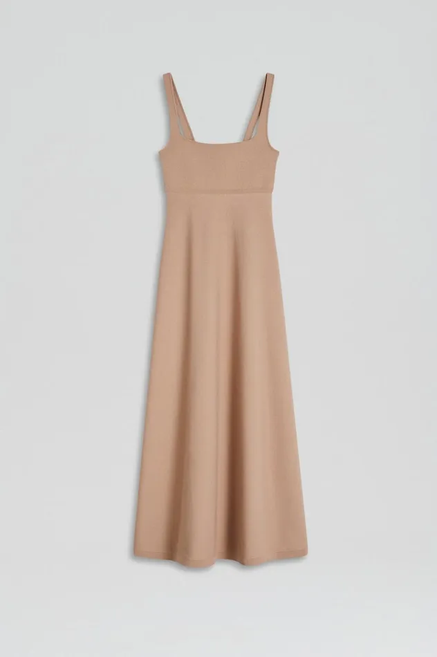 Women Scanlan Theodore Dresses CREPE KNIT SQUARE NECK DRESS Oat Women Scanlan Theodore Dresses CREPE KNIT SQUARE NECK DRESS Oat