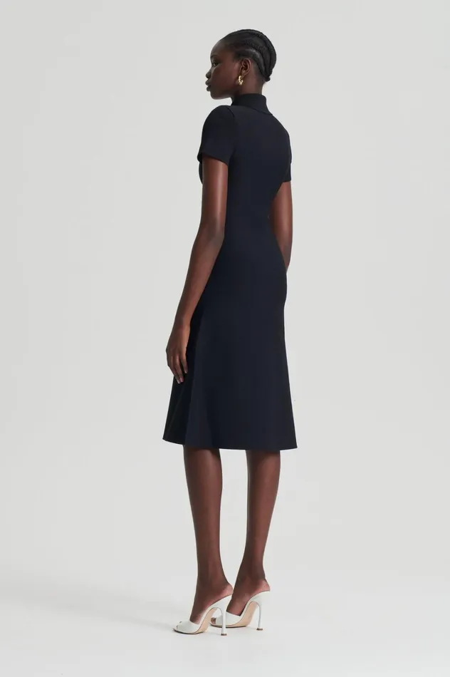 Women Scanlan Theodore Dresses CREPE KNIT ZIP SHIRT DRESS Black
