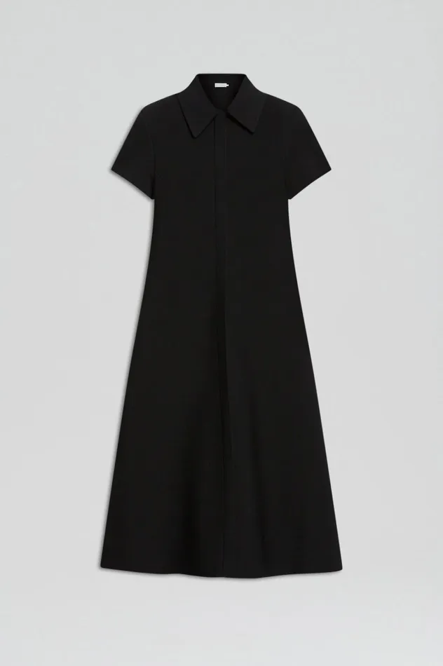 Women Scanlan Theodore Dresses CREPE KNIT ZIP SHIRT DRESS Black