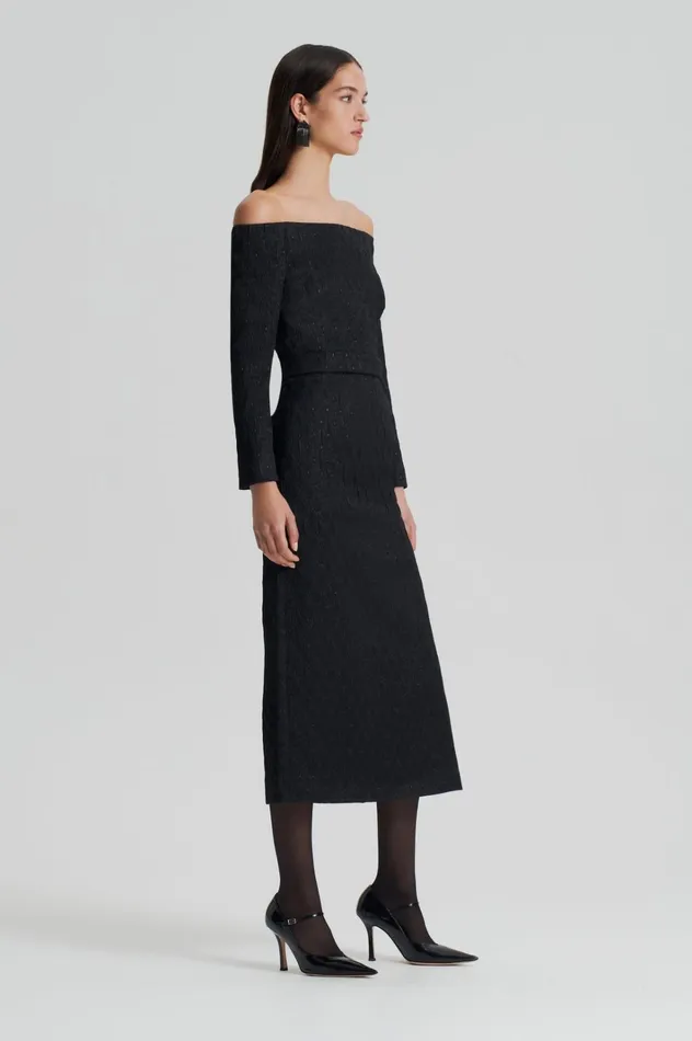 Women Scanlan Theodore Dresses FRENCH BROCADE DRESS Black Women Scanlan Theodore Dresses FRENCH BROCADE DRESS Black