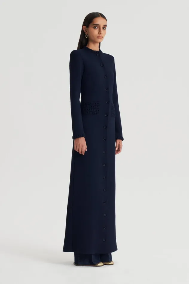 Women Scanlan Theodore Jackets CREPE KNIT DAISY COAT Navy Women Scanlan Theodore Jackets CREPE KNIT DAISY COAT Navy