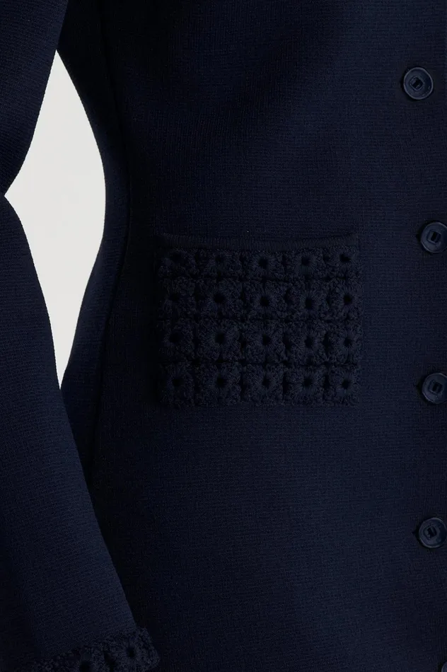 Women Scanlan Theodore Jackets CREPE KNIT DAISY COAT Navy Women Scanlan Theodore Jackets CREPE KNIT DAISY COAT Navy