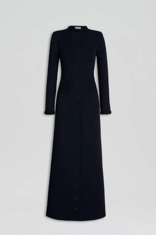 Women Scanlan Theodore Jackets CREPE KNIT DAISY COAT Navy Women Scanlan Theodore Jackets CREPE KNIT DAISY COAT Navy